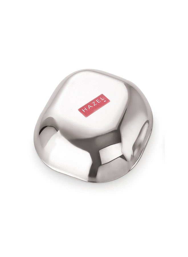 هايزل طبق حلويات فضي من الفولاذ المقاوم للصدأ من هازل | طبق مربع الشكل من الفولاذ للوجبات الخفيفة والفطور | طقم علبتين من الفولاذ المقاوم للصدأ | سعة كل علبة 450 مل، فضي - Image 5